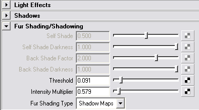 Рис. 62. Настройка параметров свитка FurShadowing/Shadowing