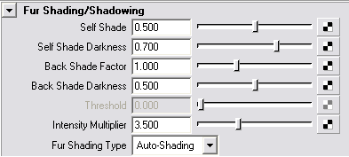 Рис. 95. Настройка параметров затенения свитков FurShadowing/Shadowing