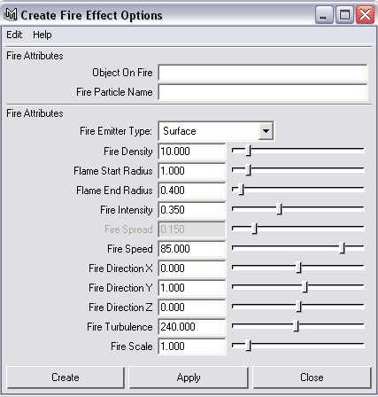 Рис. 36. Окно Create Fire Effect Options