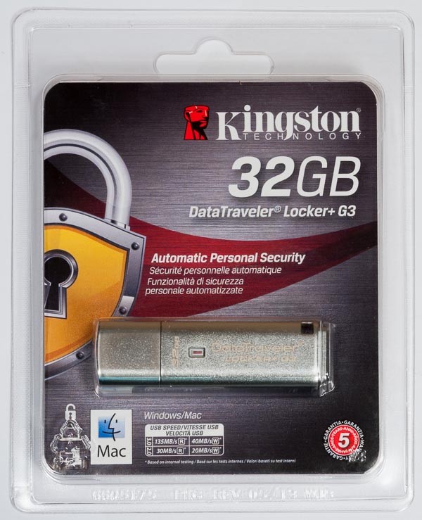 Розничная упаковка накопителя Kingston DataTraveler Locker+ G3