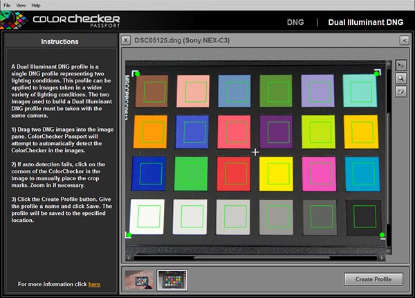 Создание цветового  профиля Dual-Illuminant DNG Profile на основе двух снимков калибровочной таблицы, сделанных при разном  освещении