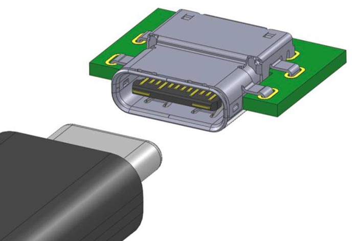 Вариант розетки USB Type C для установки на поверхности печатной платы