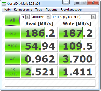 Результаты CrystalMark для накопителя ST2000DX001