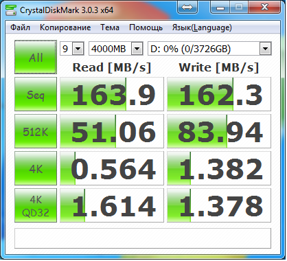 Результаты CrystalMark для накопителя ST4000DM000