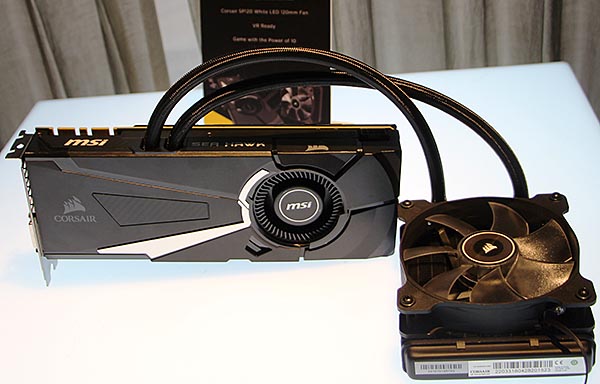 Видеокарта MSI Hydro GFX GeForce GTX 1080, оборудованная системой жидкостного охлаждения Corsair