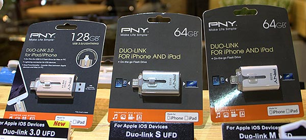 Портативные флэш-накопители PNY, оборудованные штекерами USB и Lightning