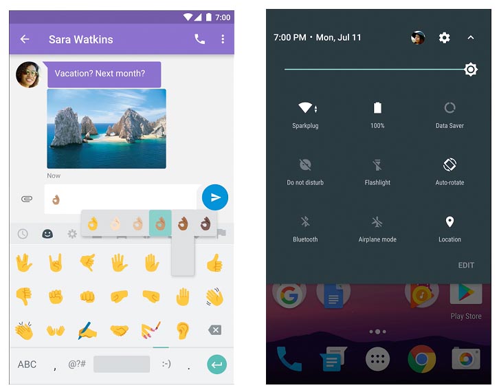 Android 7.0 screens