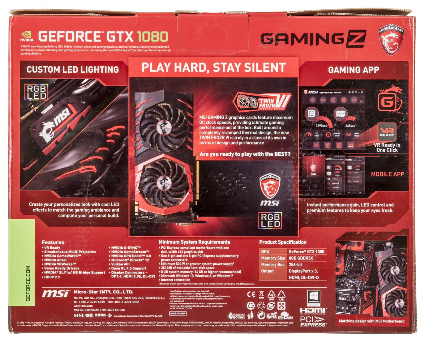 Видеокарта MSI GeForce GTX 1080 Gaming Z 8G