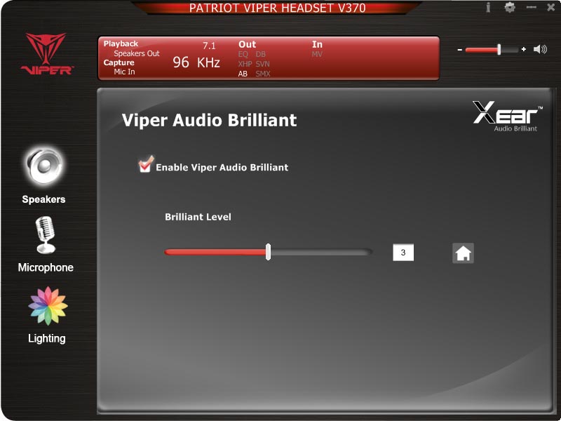 Настройки функции Viper Audio Brilliant