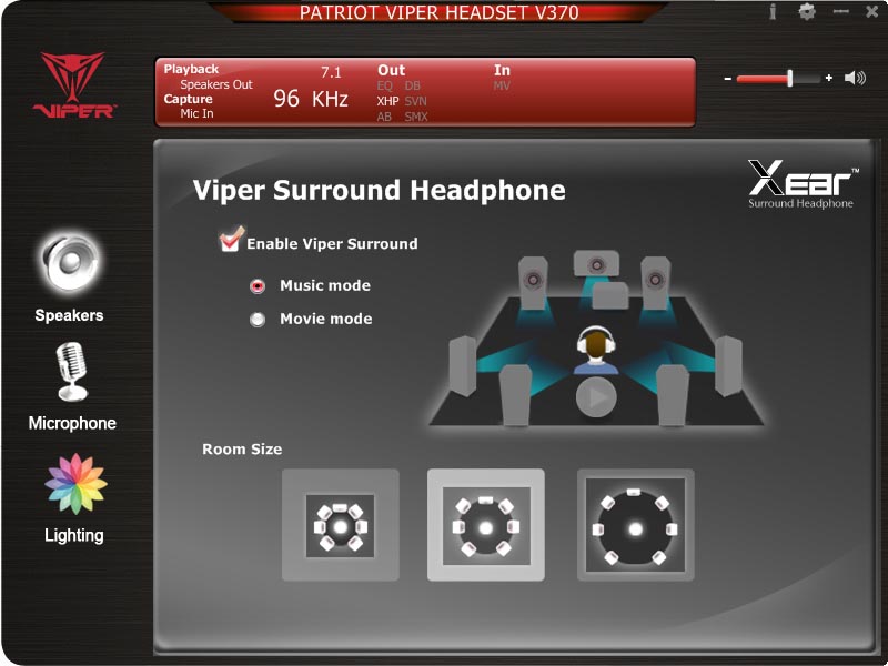 Настройки функции Viper Surround Headphone