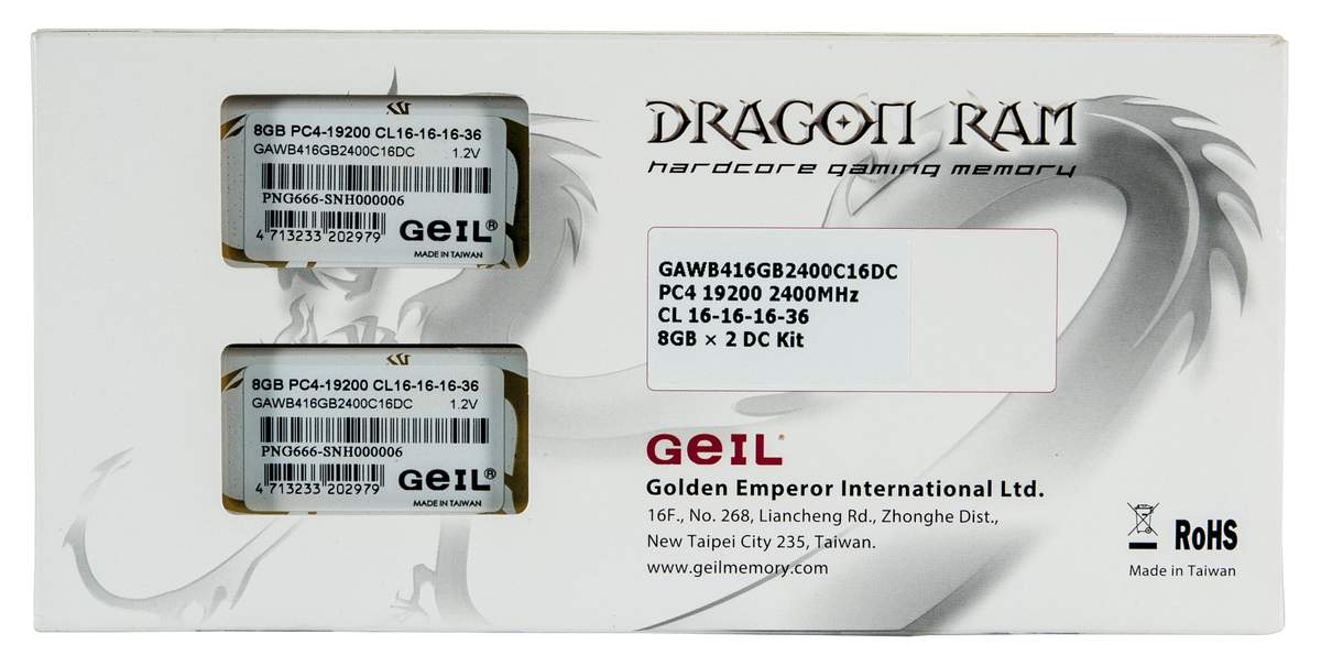 Комплект памяти GEIL DDR4 Dragon Dual Channel Kit 16 Гб (2 x 8 Гб) 2400 МГц 