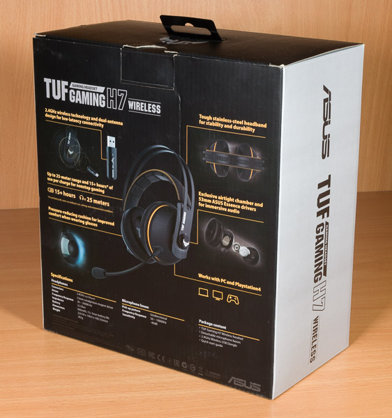 Гарнитура TUF Gaming H7 Wireless поставляется в картонной коробке
