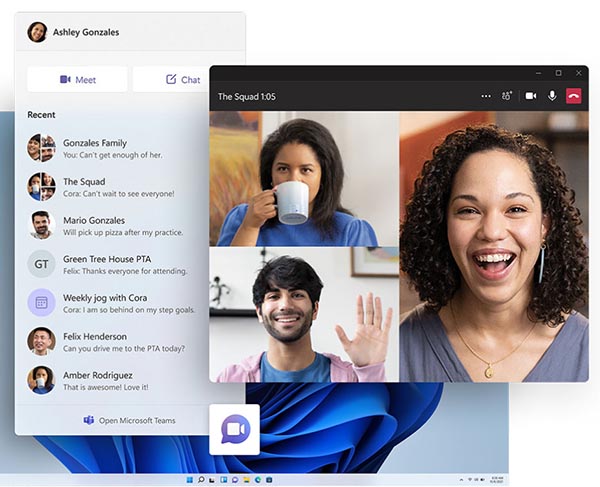 Приложение Teams полностью интегрировано в Windows 11